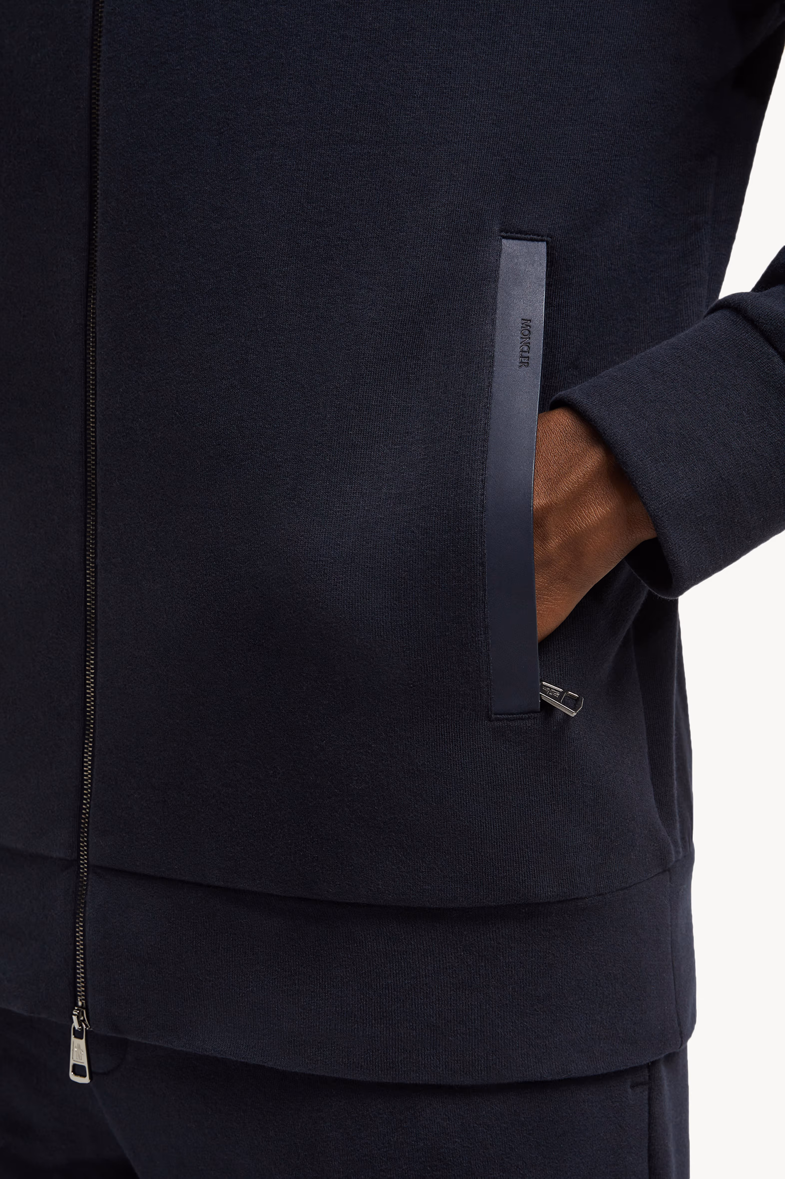 Sweat en coton et cachemire à bordure en daim Hommes Bleu marine Moncler 6